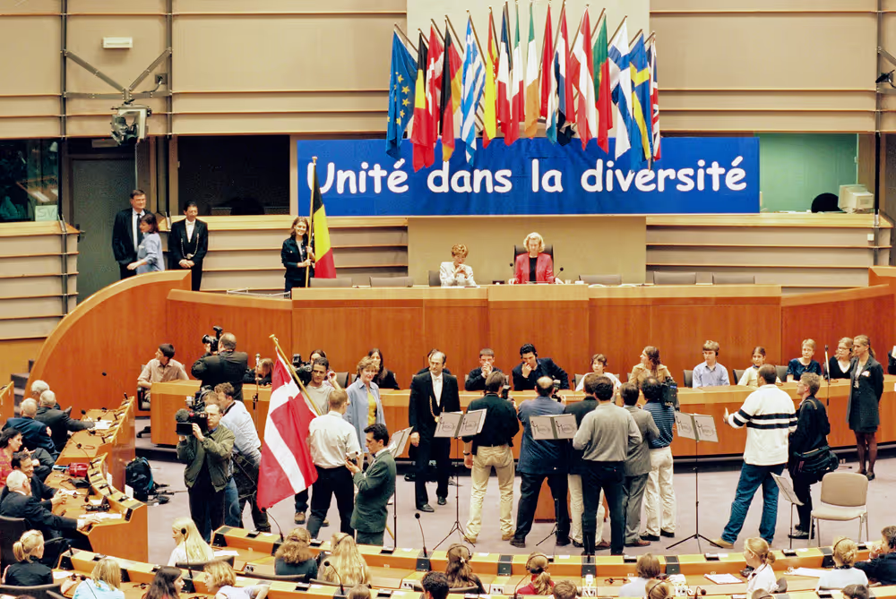 Proclamation of the slogan Unity diversity slogan in Brussels