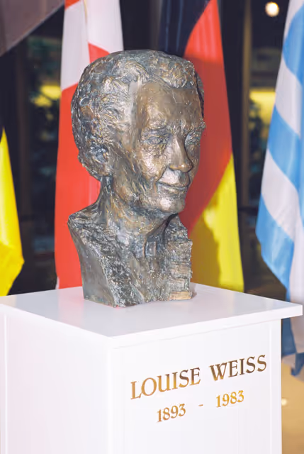 Statue - Bust of the former MEP Louise WEISS at the European Parliament of Strasbourg in July 2000.