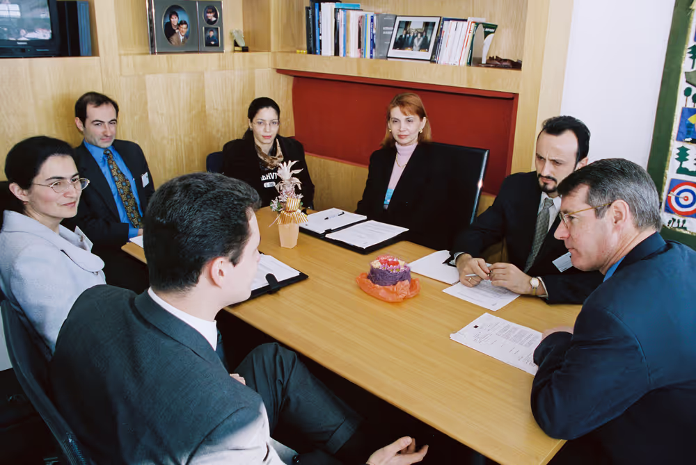 Working meeting inside the office of MEP David MARTIN in Strasbourg