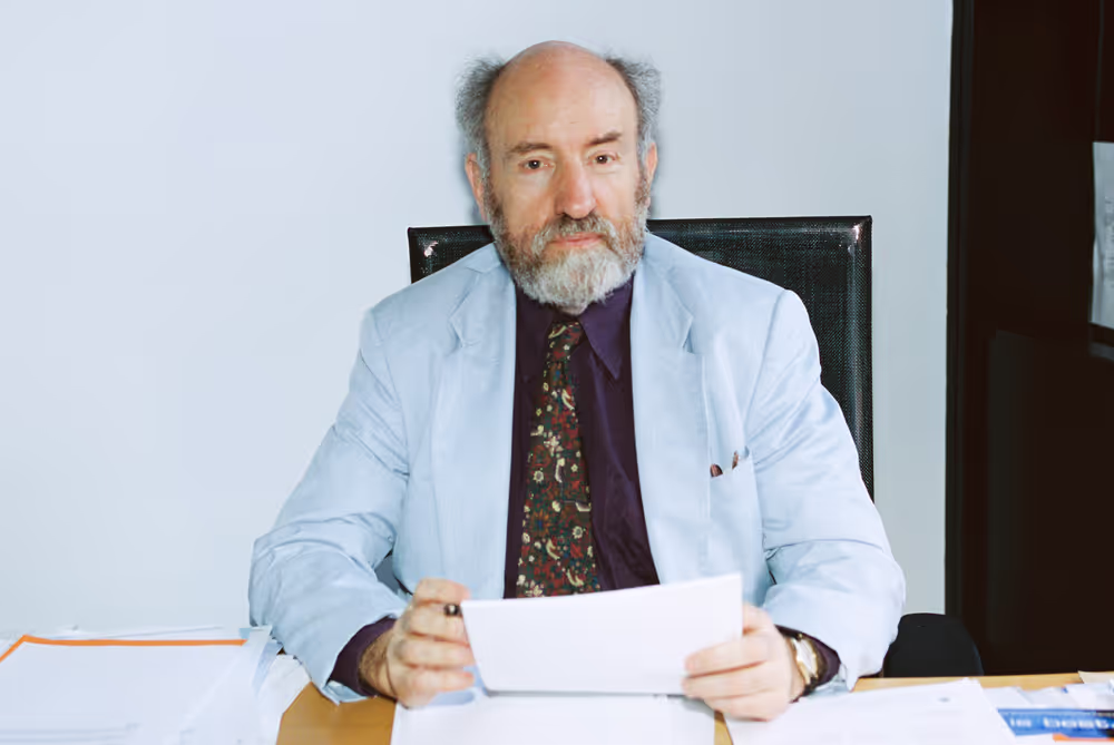 Portrait of MEP Phillip WHITEHEAD in his office in Strasbourg