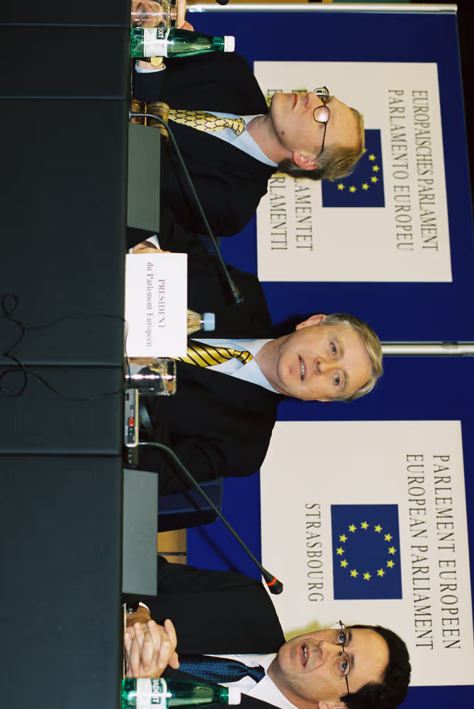 First press conference of Pat COX as EP President after his election in Strasbourg