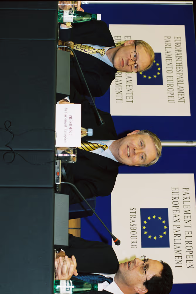 First press conference of Pat COX as EP President after his election in Strasbourg