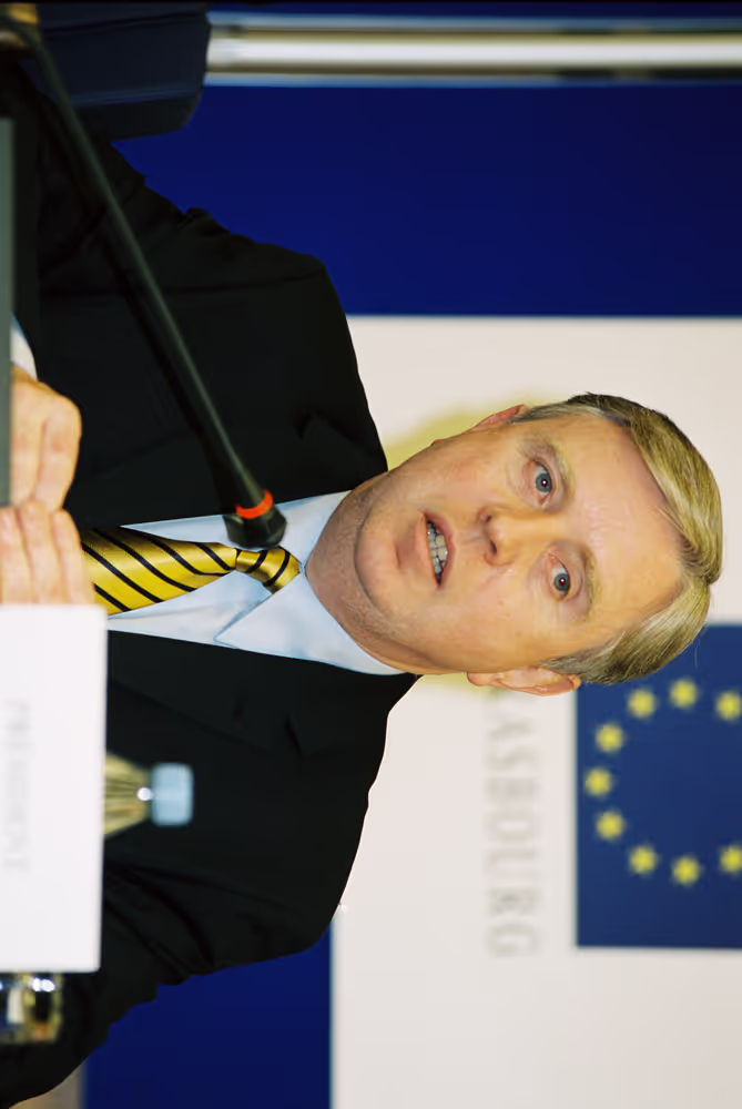 First press conference of Pat COX as EP President after his election in Strasbourg