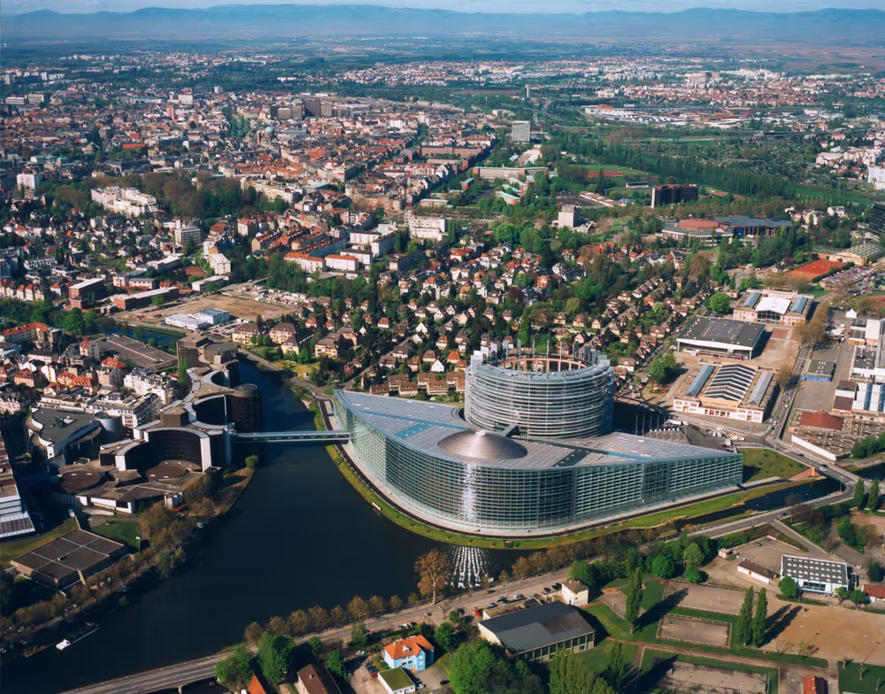 Aerial view on the LOW building in Strasbourg