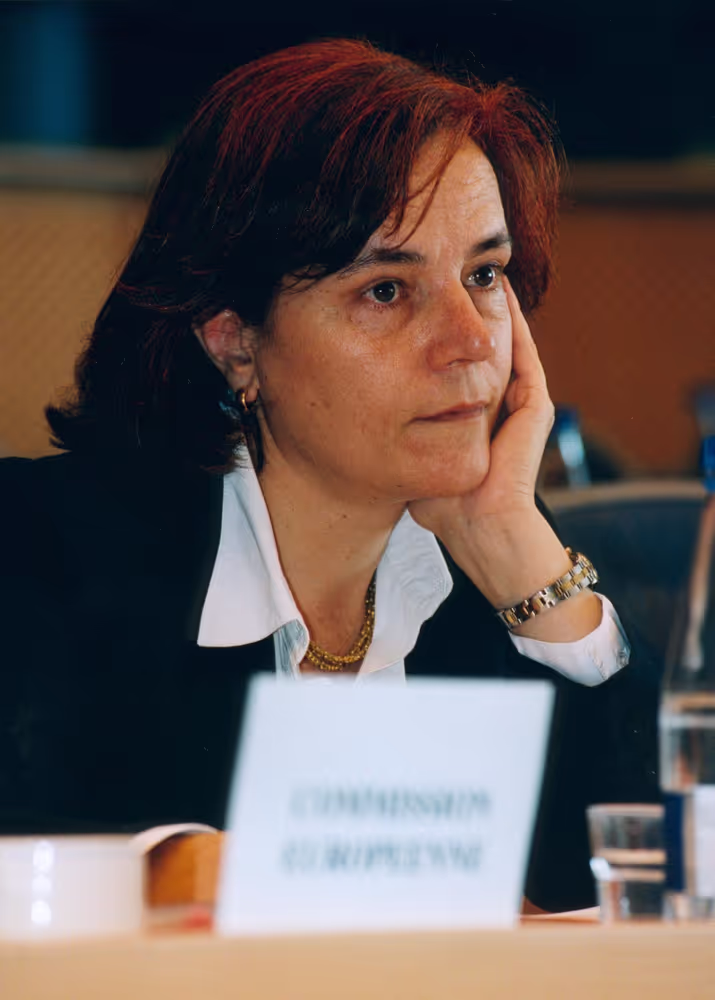 European Commissioner Loyola DE PALACIO attends a meeting in Brussels