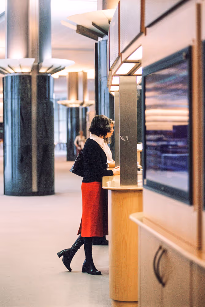 People near the letterboxes and mail service