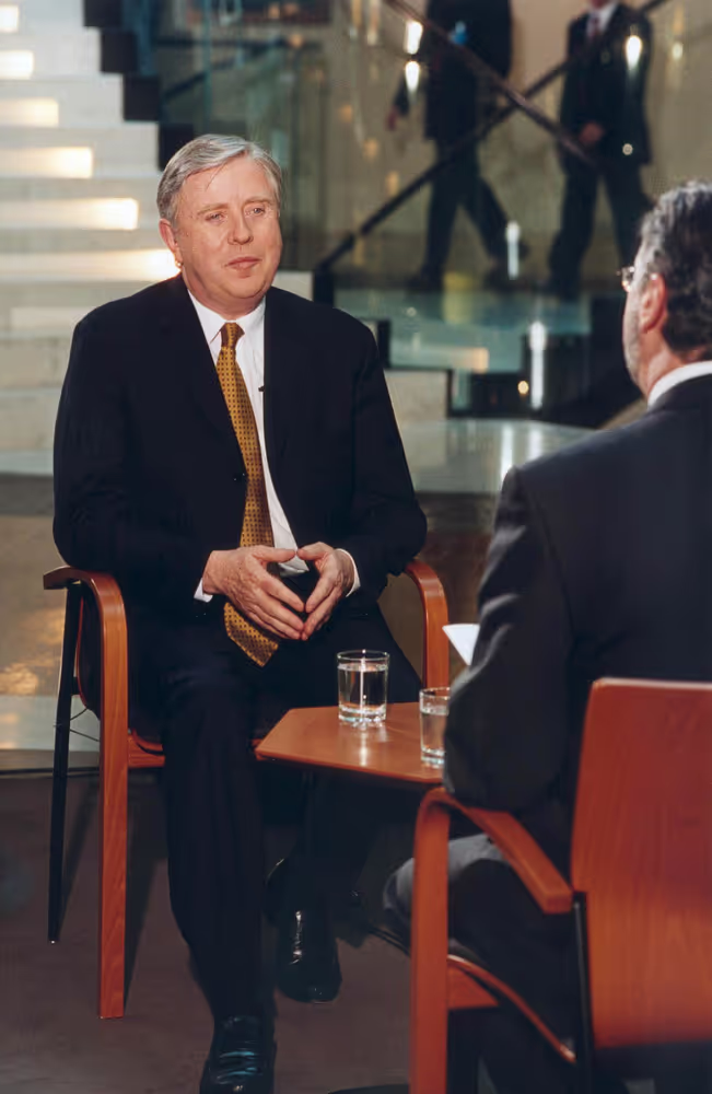 Pat COX, EP President, attends a TV interview in Strasbourg