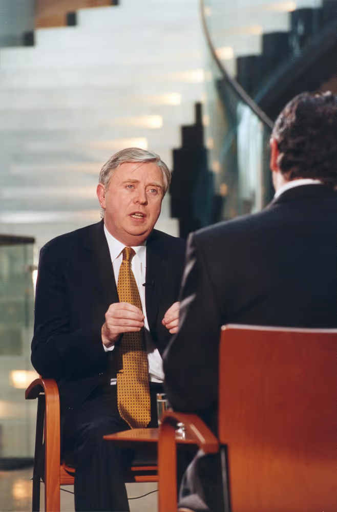 Pat COX, EP President, attends a TV interview in Strasbourg