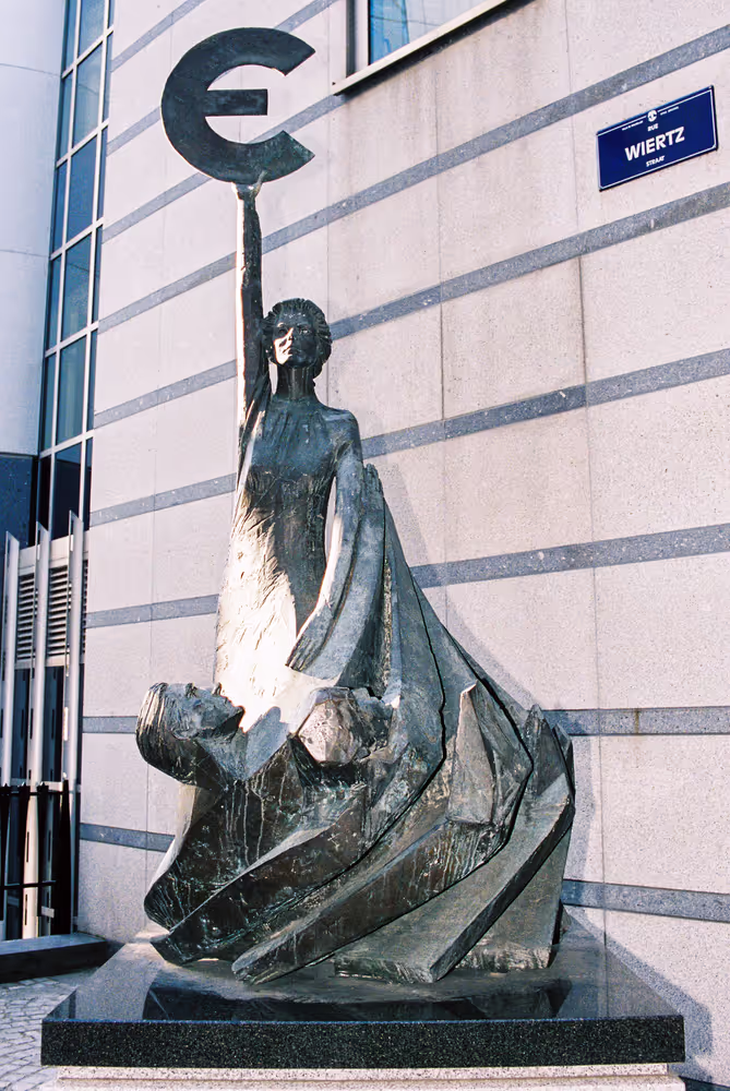 Statues at the European Parliament in Brussels