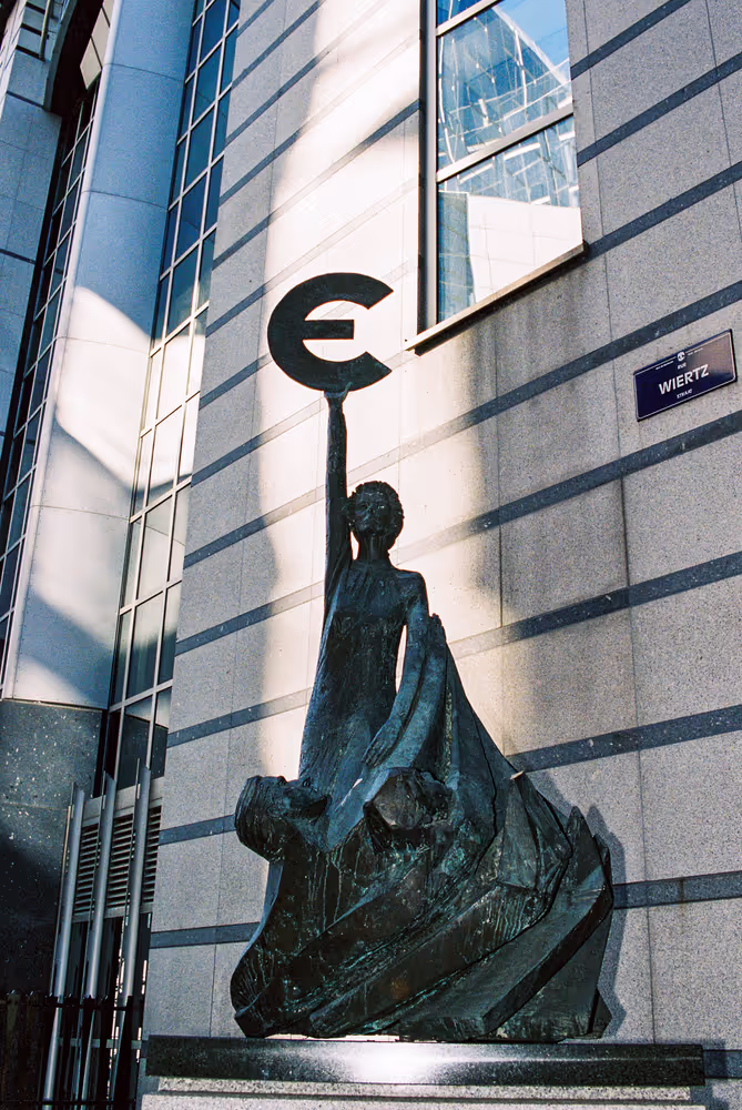 Statues at the European Parliament in Brussels