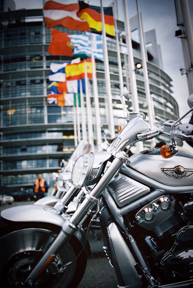 Motorcycle users demonstration outside the EP in Strasbourg