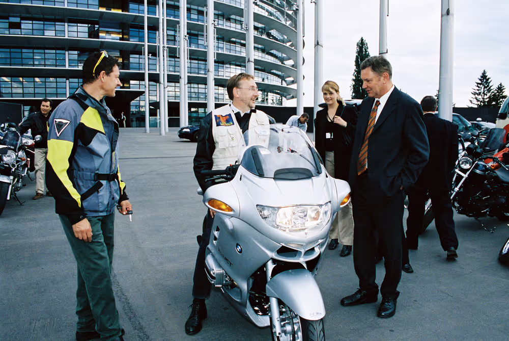 Motorcycle users demonstration outside the EP in Strasbourg