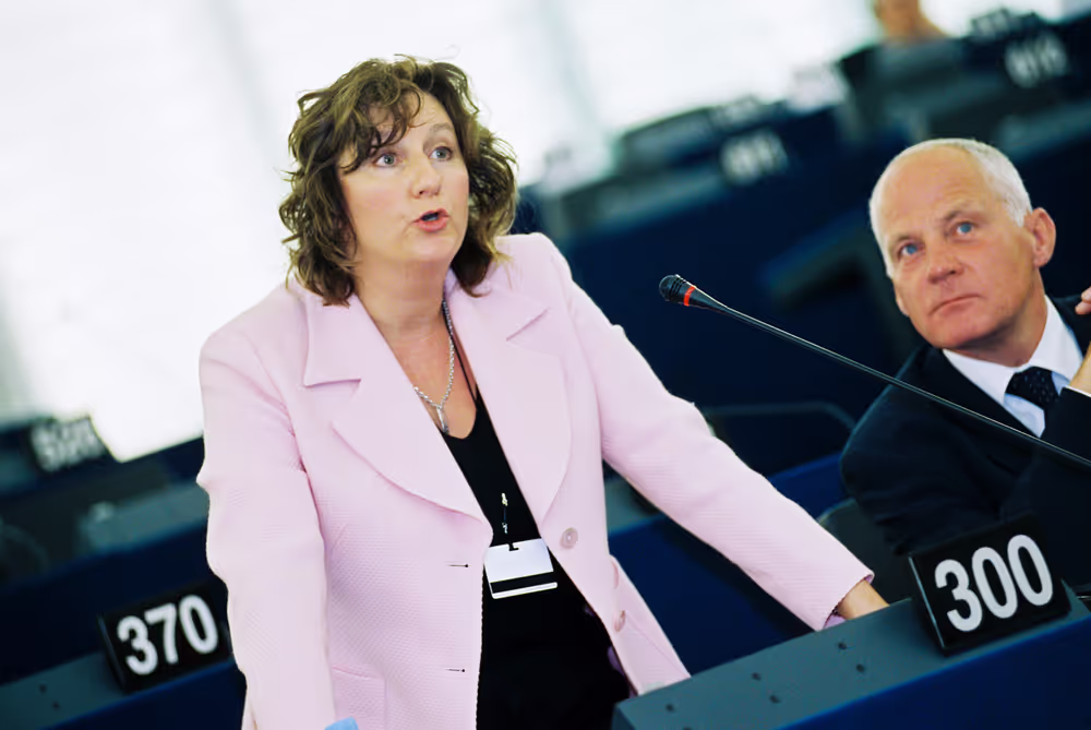 MEP Arlene McCARTHY speaks in plenary session in Strasbourg