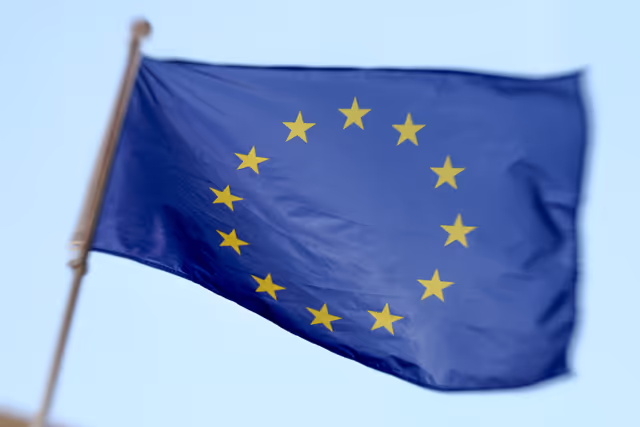 Photo 11: European flag in the wind close-up