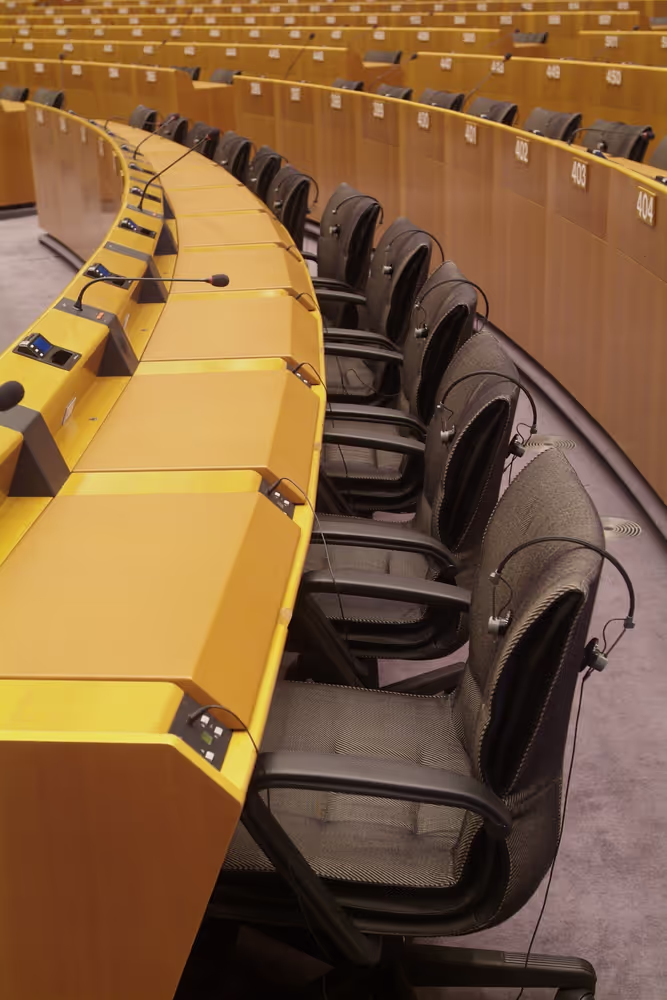 View of the Hemicycle of the EP in Brussels.