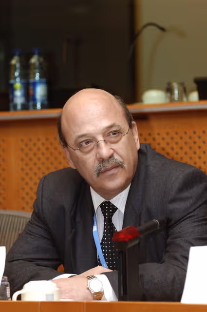 Adamos ADAMOU in a meeting at the EP in Brussels.