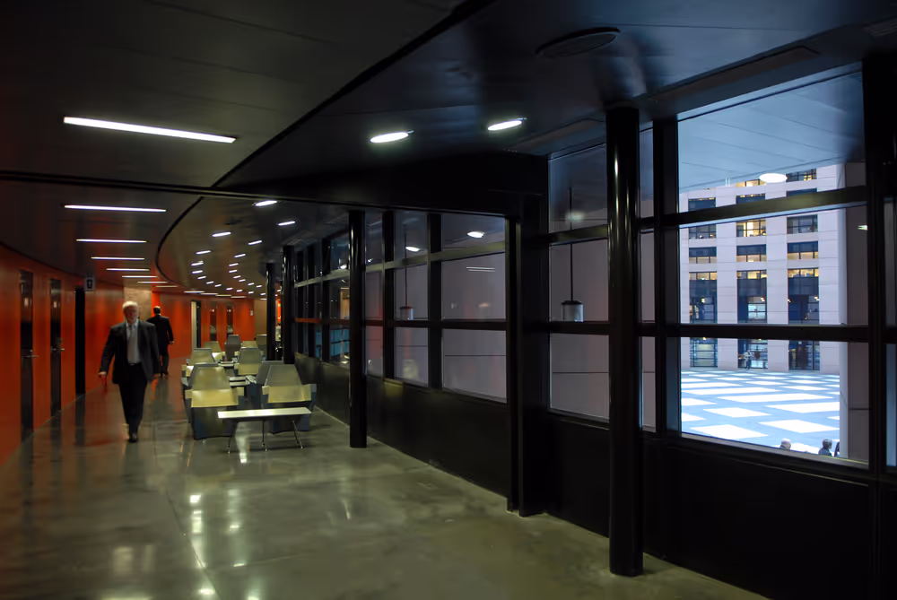 View inside the European Parliament building Louise Weiss in Strasbourg - LOW