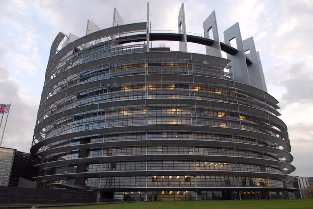 Снимка 32: Outside view on the European Parliament building Louise Weiss in Strasbourg - LOW