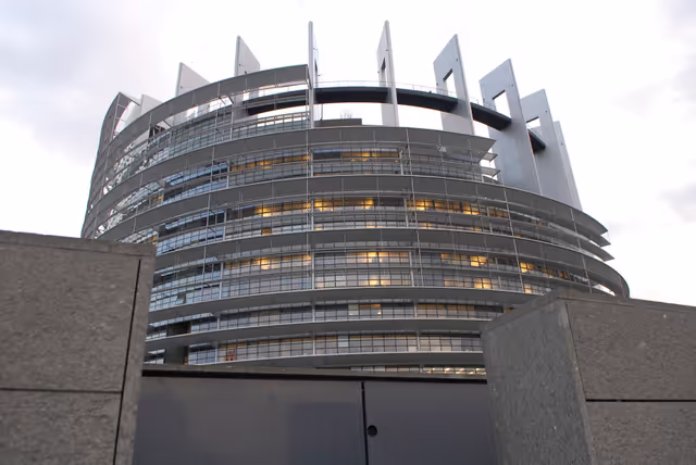 Снимка 31: Outside view on the European Parliament building Louise Weiss in Strasbourg - LOW