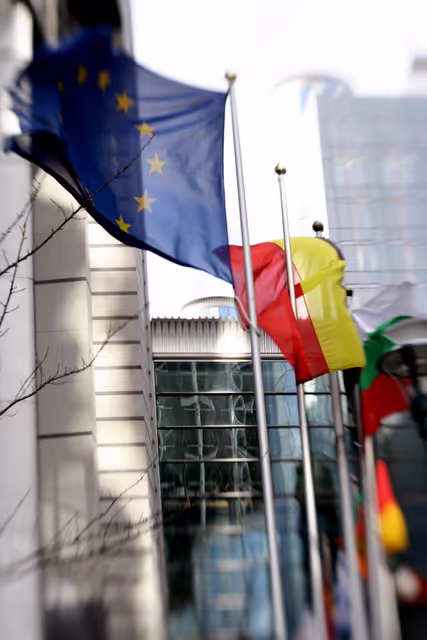 Photo 7: Flags of the EU member states in front of the EP in Brussels.