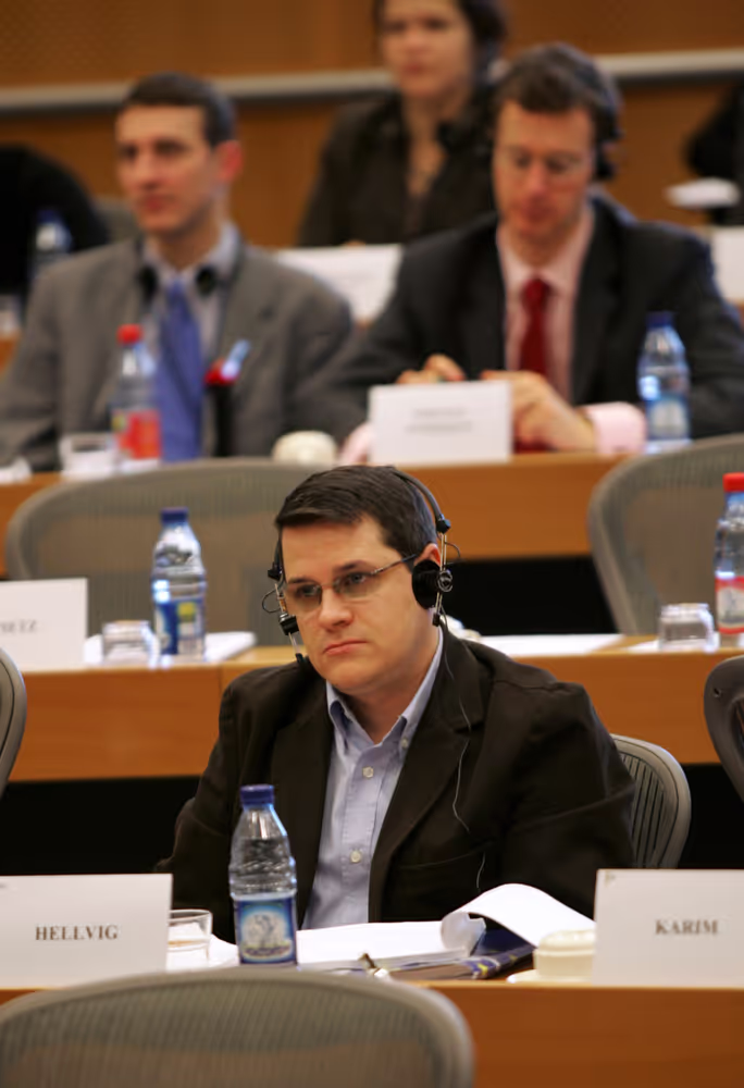 MEP Eduard Raul HELLVIG attends a meeting in Brussels