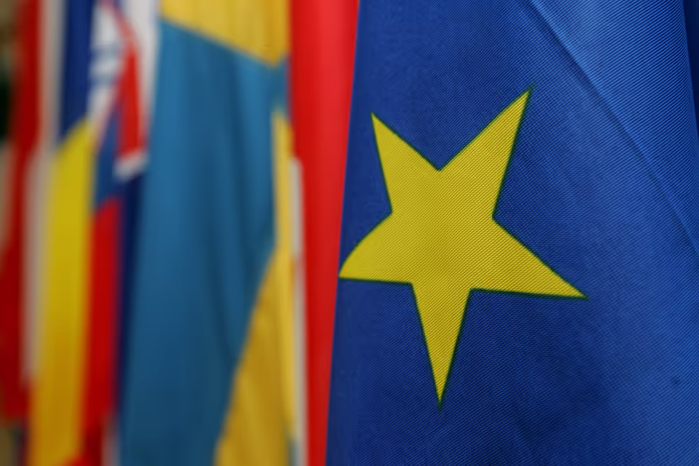 Flags of the EU member states.