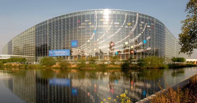 Снимка 27: Outside view on the European Parliament building Louise Weiss in Strasbourg - LOW