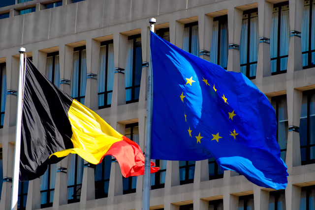 Photo 3: European and Belgian flag