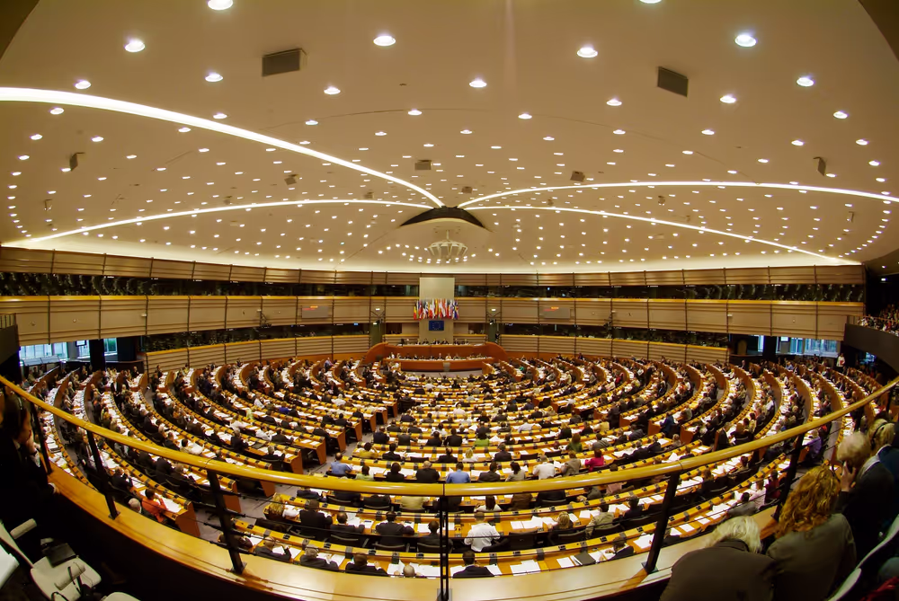 View of the Hemicycle of the EP in Brussels.