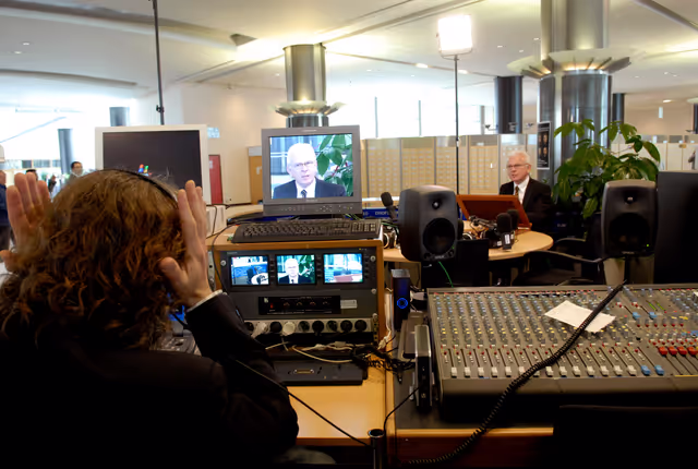 Suriet 2: EP President attends an interview at the Vox Box in Brussels