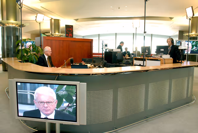 Suriet 3: EP President attends an interview at the Vox Box in Brussels