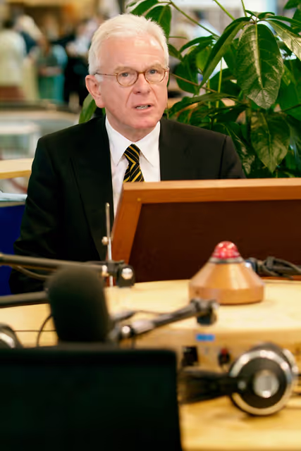 Suriet 5: EP President attends an interview at the Vox Box in Brussels