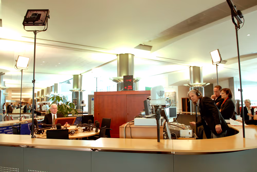 EP President attends an interview at the Vox Box in Brussels