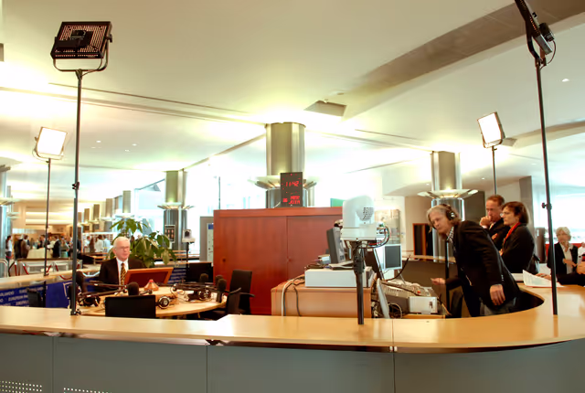 Suriet 6: EP President attends an interview at the Vox Box in Brussels