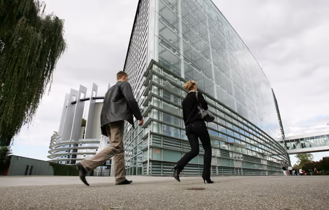 Снимка 12: Outside view on the European Parliament building Louise Weiss in Strasbourg - LOW