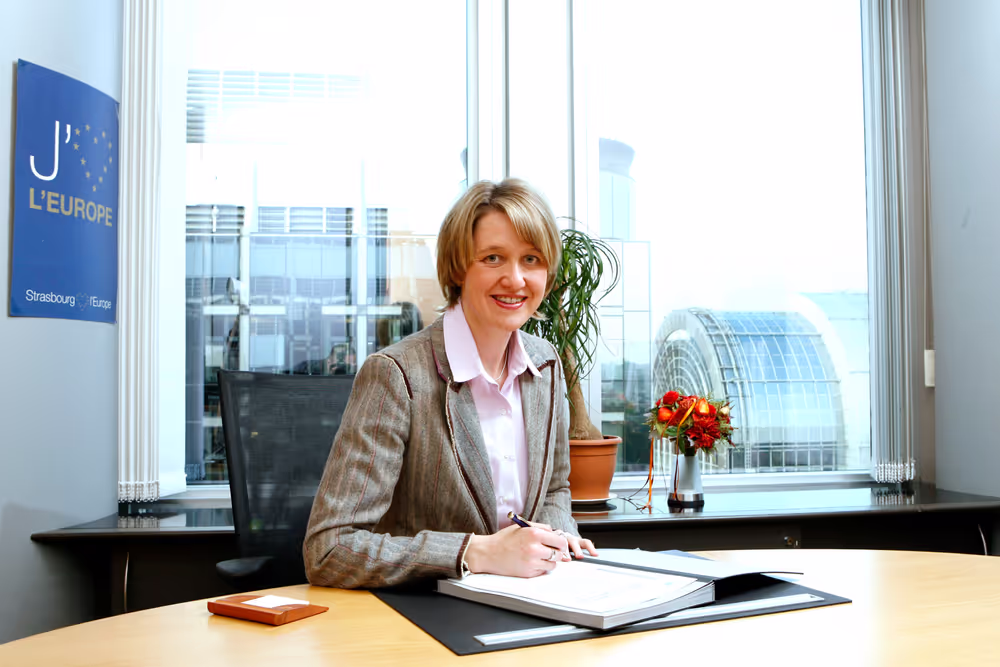 Portrait of MEP Anja WEISGERBER in her office in Brussels