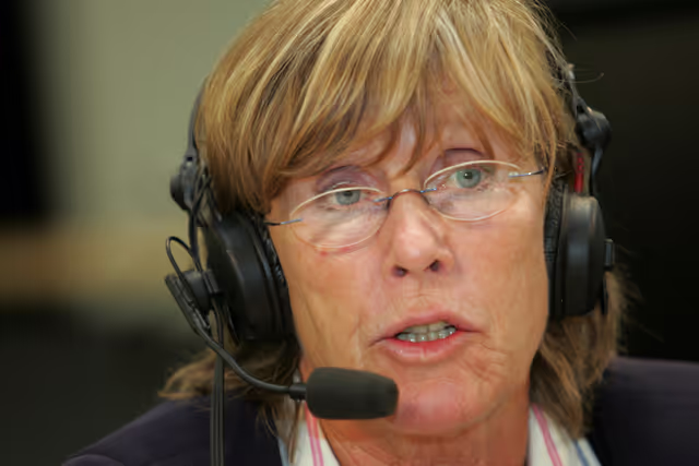 MEP Barbara DUHRKOP DUHRKOP attends an interview in Brussels