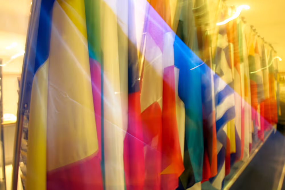 Veiled flags of some country members of the European