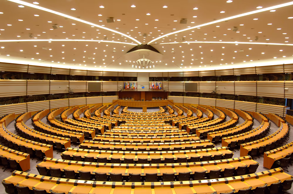 View of the Hemicycle of the EP in Brussels.