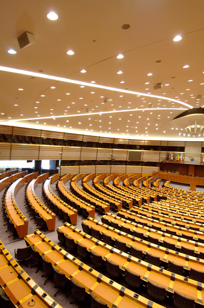View of the Hemicycle of the EP in Brussels.