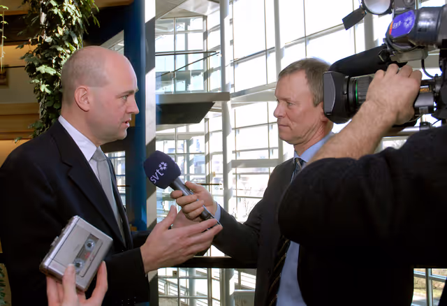 Снимка 3: Press point by the Swedish Prime Minister during his visit to the EP.