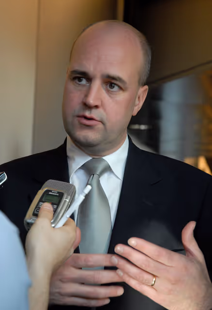 Снимка 4: Press point by the Swedish Prime Minister during his visit to the EP.