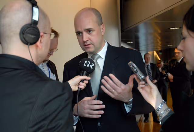 Снимка 7: Press point by the Swedish Prime Minister during his visit to the EP.