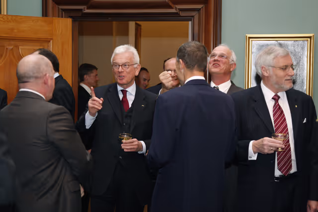Снимка 37: Hans-Gert POTTERING, EP President, is received by her Majesty the Queen with president of the Folketing Thor PEDERSEN during his official visit to Danemark, Copenhagen, April 1st, 2008...