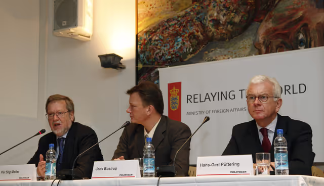 Снимка 24: Hans-Gert POTTERING, EP President meets with is the Danish Foreign Minister Per Stig MOELLER during his official visit to Danemark, Copenhagen, April 2nd, 2008...