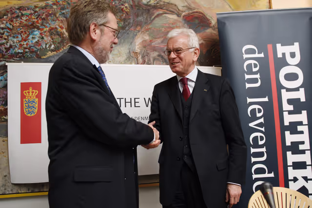 Снимка 22: Hans-Gert POTTERING, EP President meets with is the Danish Foreign Minister Per Stig MOELLER during his official visit to Danemark, Copenhagen, April 2nd, 2008...