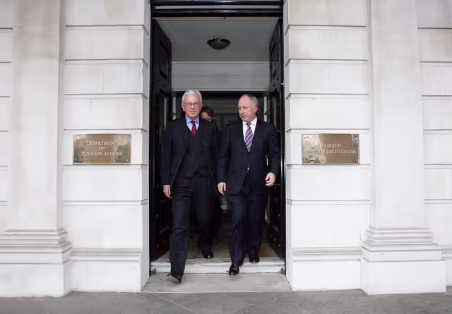 Hans-Gert POTTERING, EP President, meets with Dermot AHERN, Ireland Prime Minister during his official visit to DUBLIN, Ireland, April 7th, 2008..
