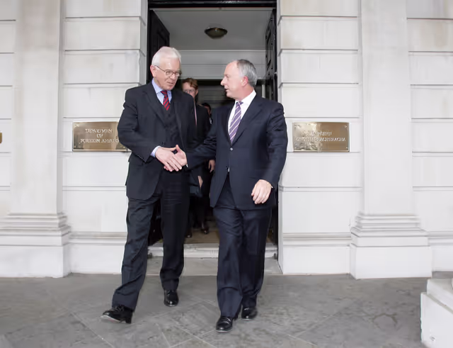 Hans-Gert POTTERING, EP President, meets with Dermot AHERN, Ireland Prime Minister during his official visit to DUBLIN, Ireland, April 7th, 2008..