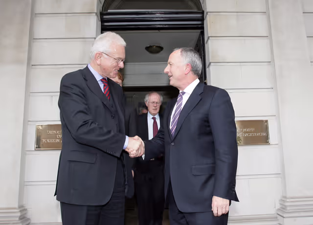 Hans-Gert POTTERING, EP President, meets with Dermot AHERN, Ireland Prime Minister during his official visit to DUBLIN, Ireland, April 7th, 2008..