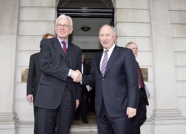 Hans-Gert POTTERING, EP President, meets with Dermot AHERN, Ireland Prime Minister during his official visit to DUBLIN, Ireland, April 7th, 2008..